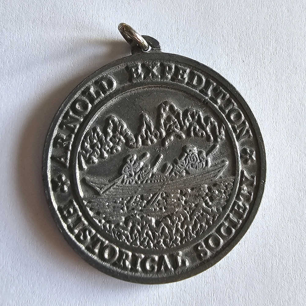 Vintage pendant Arnold Expedition Historical Society medal medallion silver tone